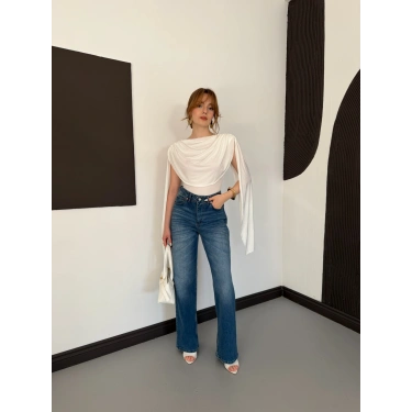 Pelerin Detaylı Body Suit Beyaz