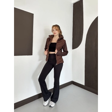 Range Kapüşonlu Şişme Mont Kahve