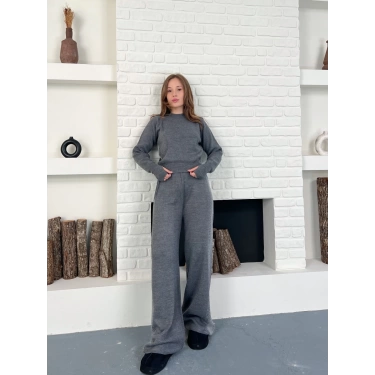 Taş/Işıltı İşlemeli Cool Casual Takım Gri