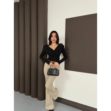 Tasarım Uzun Kol Linda Bluz Siyah