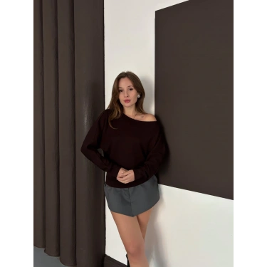 Tek Omuz Yarasa Kol Bluz Acı Kahve