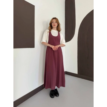 Tişört Elbise İkili Takım Mürdüm