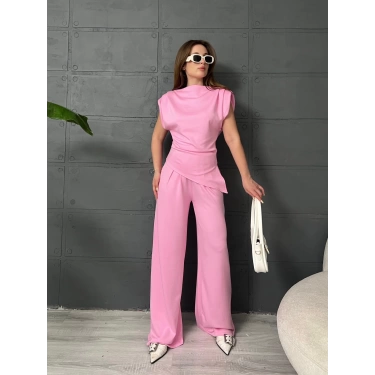 Vatka Detaylı Asimetrik Takım Pembe