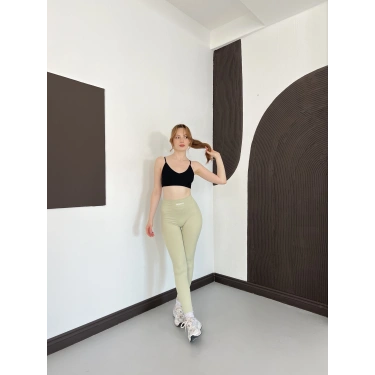 Yüksek Bel Dikişsiz Spor Tayt Çağlayeşili