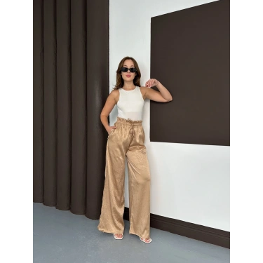 Yüksek Bel Salaş Pantolon Bej