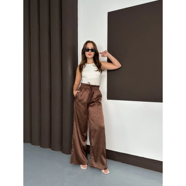 Yüksek Bel Salaş Pantolon Kahve