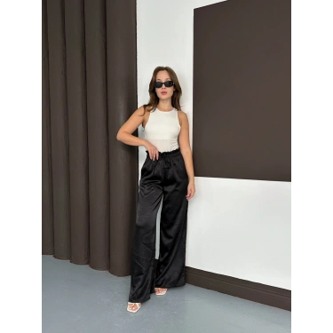 Yüksek Bel Salaş Pantolon Siyah