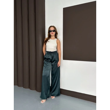 Yüksek Bel Salaş Pantolon Yeşil