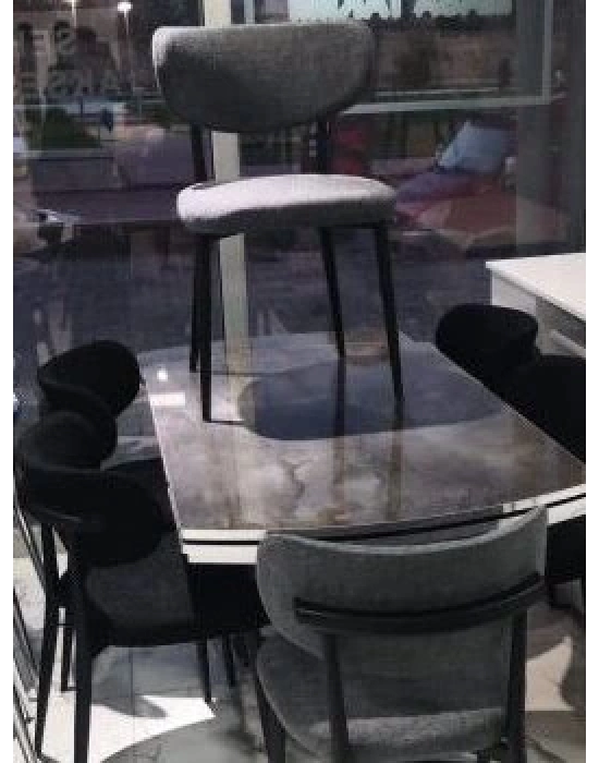 Polo Serisi 78x130 Altan Açılabilir Rambla Masa Takımı ve 6 Gri Sandalye