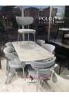 Polo Serisi 78x130 Altan Açılabilir Rambla Masa Takımı ve 6 Gri Sandalye