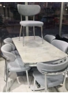 Polo Serisi 78x130 Altan Açılabilir Rambla Masa Takımı ve 6 Gri Sandalye