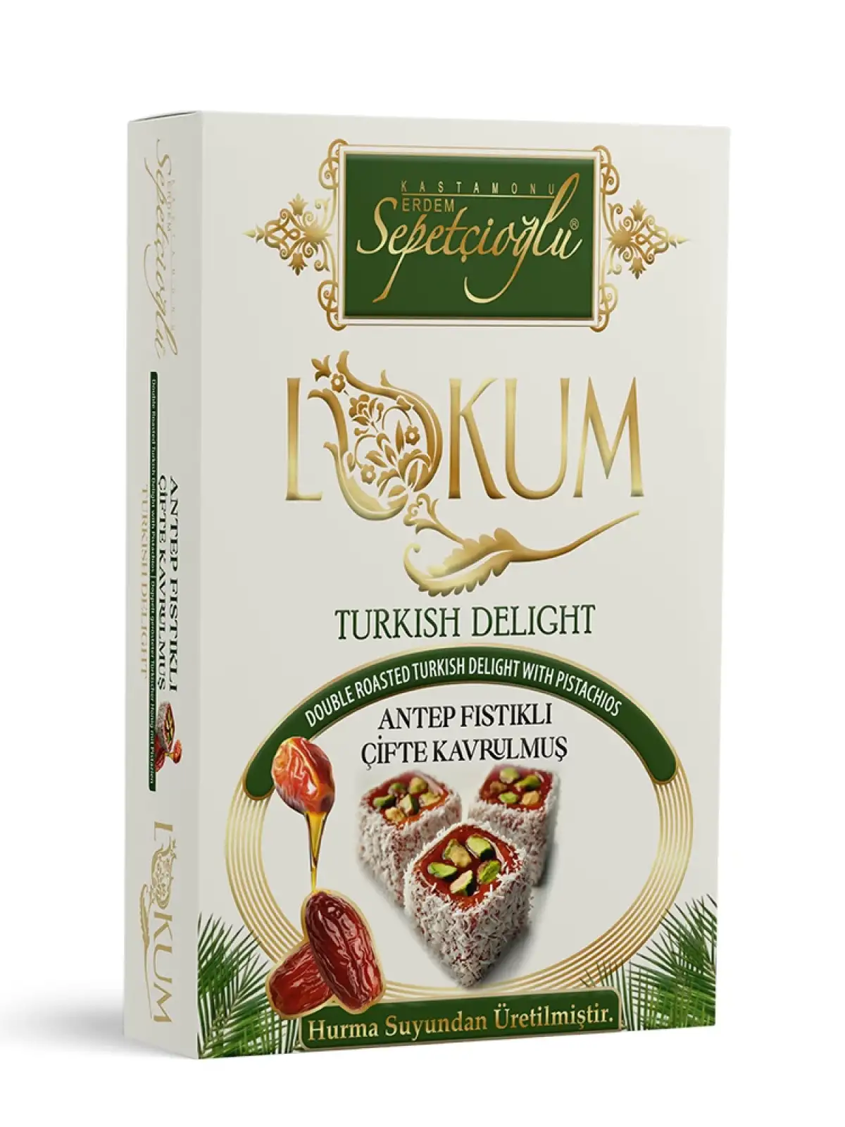 Antep Fıstıklı Çifte Kavrulmuş Lokum (Hurma Sulu) 240G