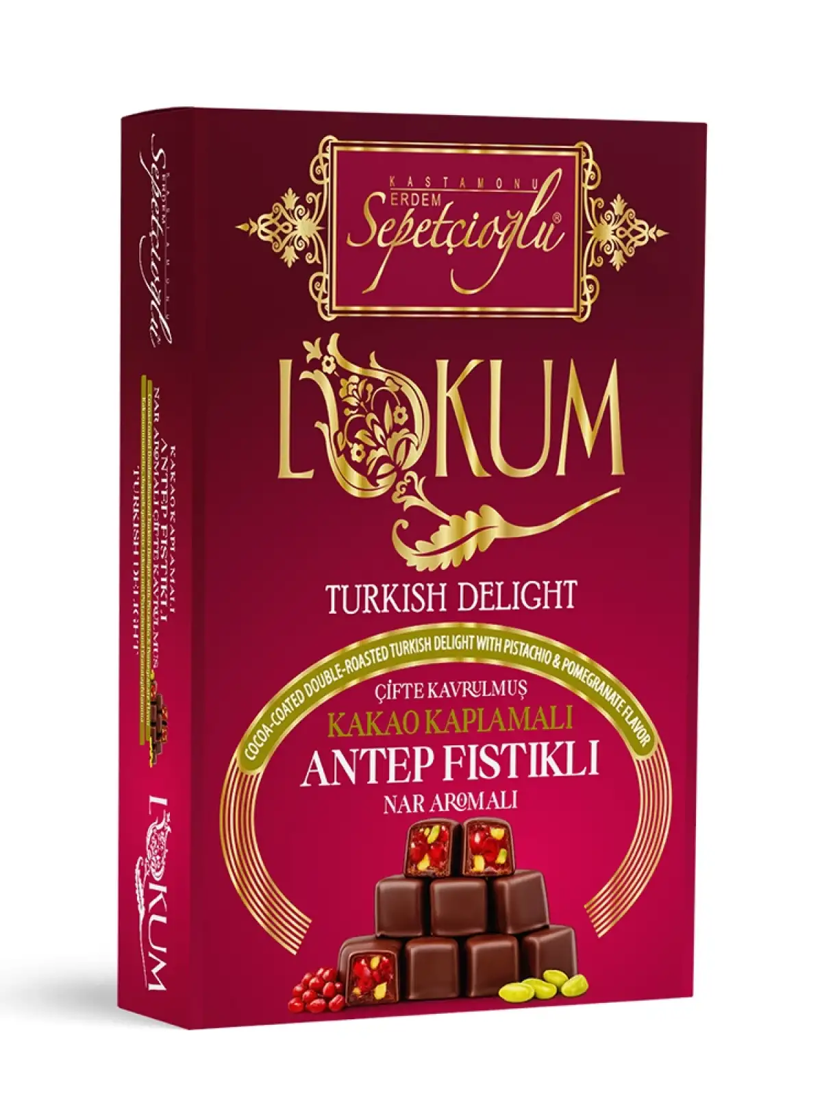 Kakao Kaplamalı Antep Fıstıklı Nar Aromalı Çifte Kavrulmuş Lokum 200G
