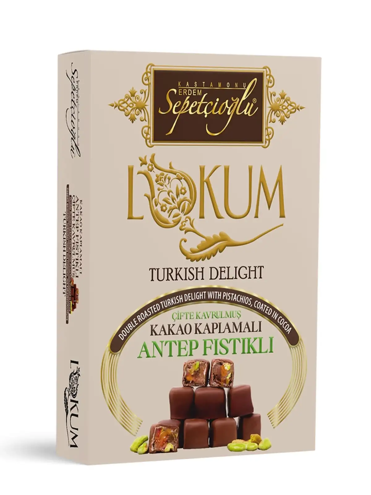 Kakao Kaplamalı Antep Fıstıklı Çifte Kavrulmuş Lokum 200G