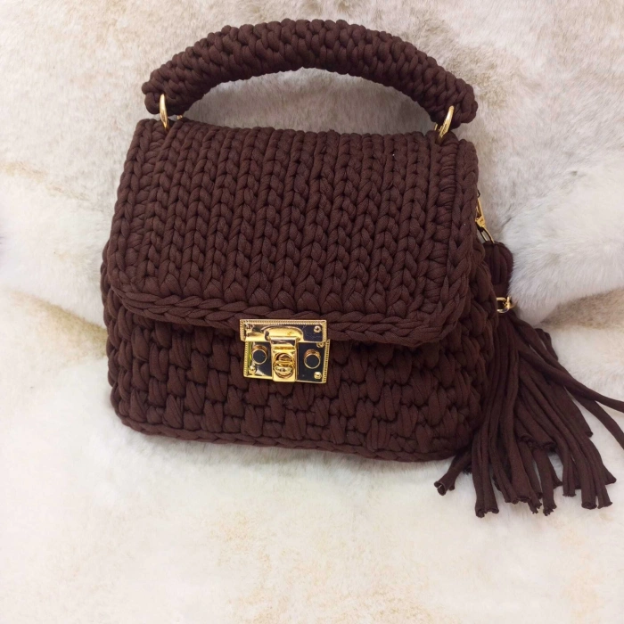 KADIN EL YAPIMI TIĞ İŞİ PENYE İP ÇANTA