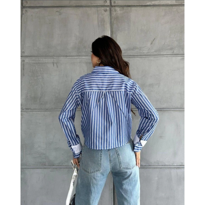 ÇİZGİLİ CEP DETAY GÖMLEK