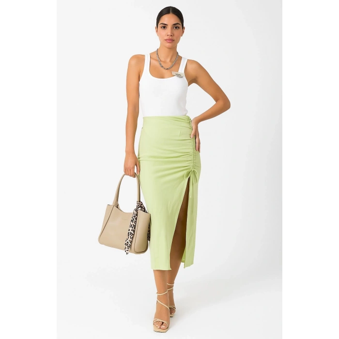 Keten Yırtmaçlı Etek