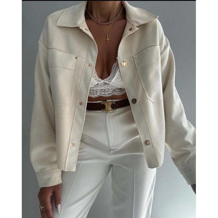 KREM DÜĞMELİ CEKET