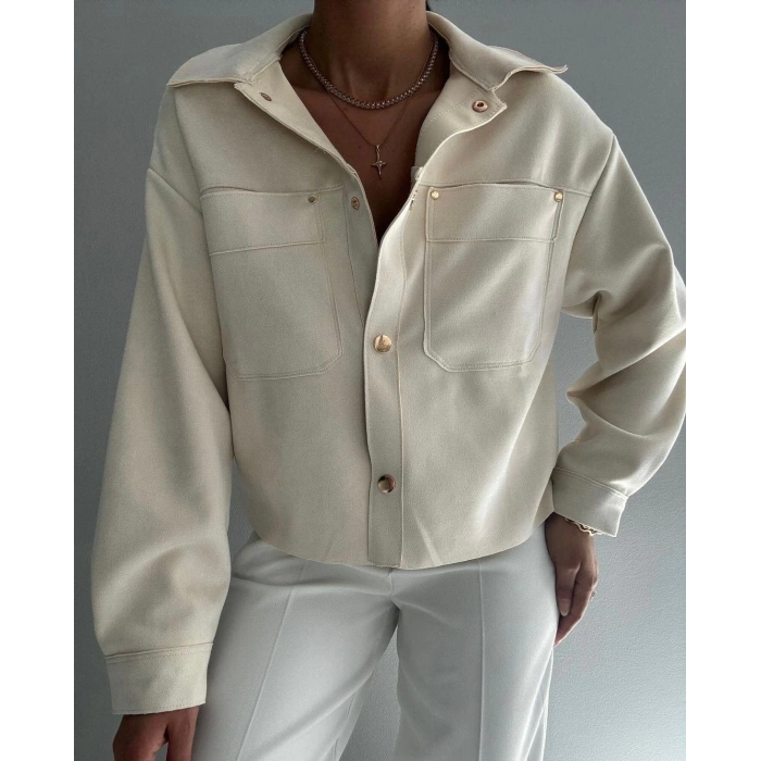 KREM DÜĞMELİ CEKET