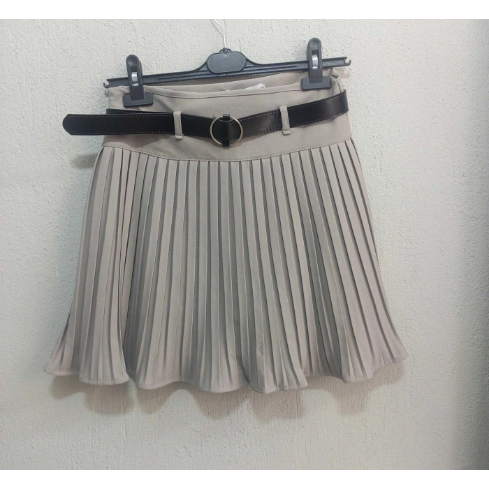 PİLELİ KADIN ŞORT ETEK GRİ