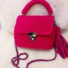 KADIN EL YAPIMI TIĞ İŞİ PENYE İP ÇANTA FUŞYA