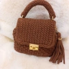 KADIN EL YAPIMI TIĞ İŞİ PENYE İP ÇANTA KAHVERENGİ