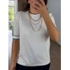SIRT DAMLA DEKOLTE VİSKON MERSERİZE T -SHIRT BEYAZ