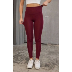 SÜPER YÜKSEK BEL TOPARLAYICI BELİZE PREMIUM KUMAŞ TAYT - BORDO