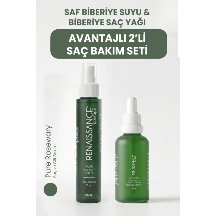 Renaissance Prestige Saf Biberiye Suyu & Biberiye Saç Yağı 2li Set (100 ml + 50 ml)
