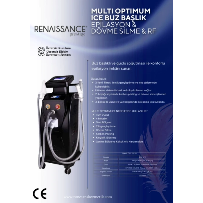 MULTI OPTIMUM ICE BUZ BAŞLIK EPİLASYON & DÖVME SİLME & RF