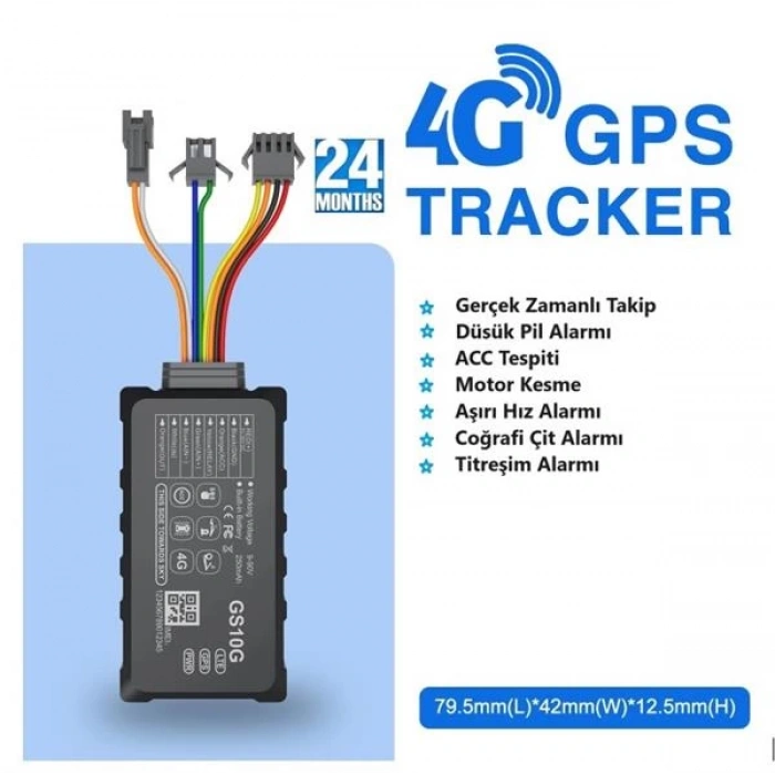 Turkotek GS10G 4g Teknolojisi Araç Motosiklet Gps Takip Cihazı + 1 Yıl M2M Hat ve Yakıt Kesme Rolesi