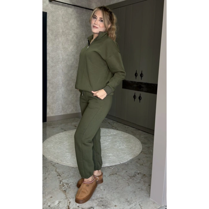 HAKİ FERMUARLI 3 İPLİK TAKIM