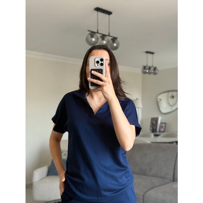 LACİVERT OYS MODAL KUMAŞ POLO YAKA