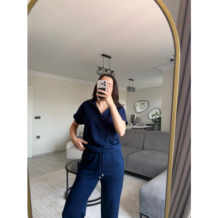 LACİVERT OYS MODAL KUMAŞ POLO YAKA