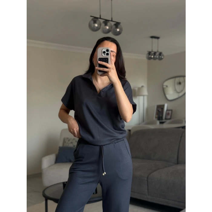 FÜME OYS MODAL KUMAŞ POLO YAKA