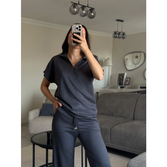 FÜME OYS MODAL KUMAŞ POLO YAKA