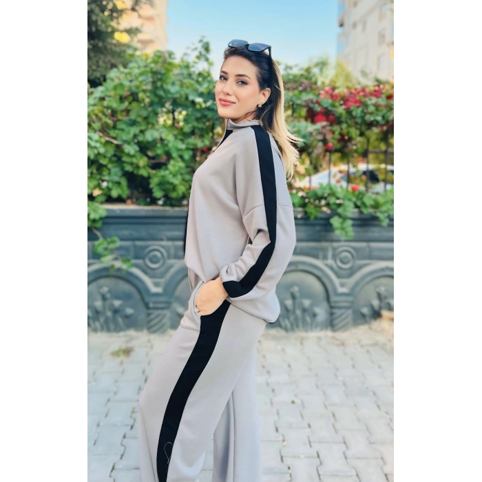 GRİ FERMUAR GARNİLİ TAKIM