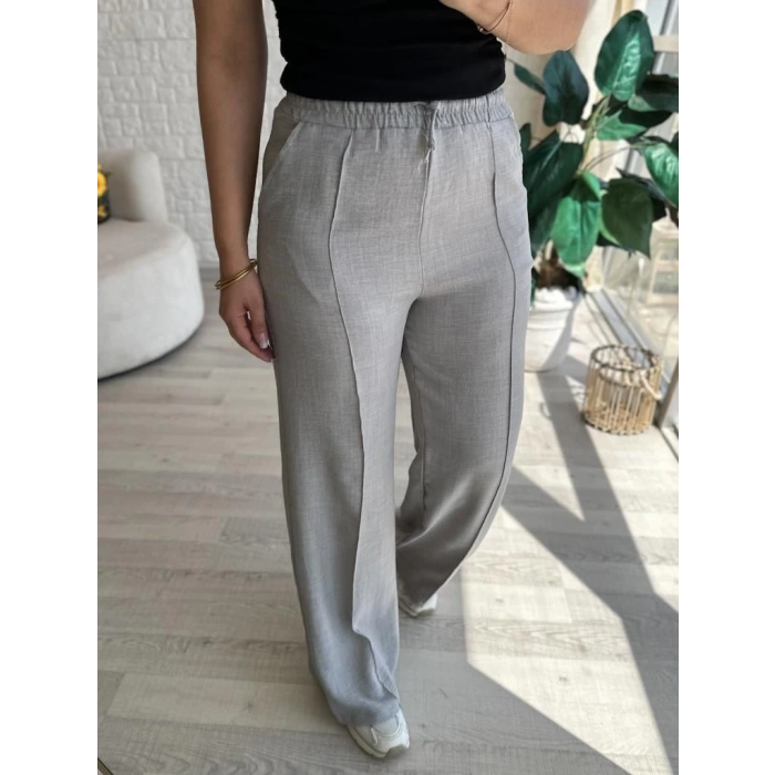 Gri keten pantolon