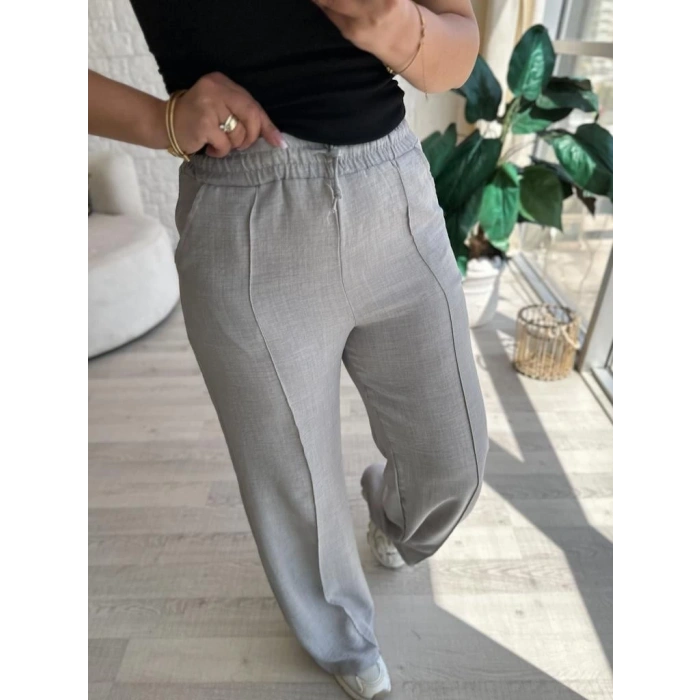 Gri keten pantolon