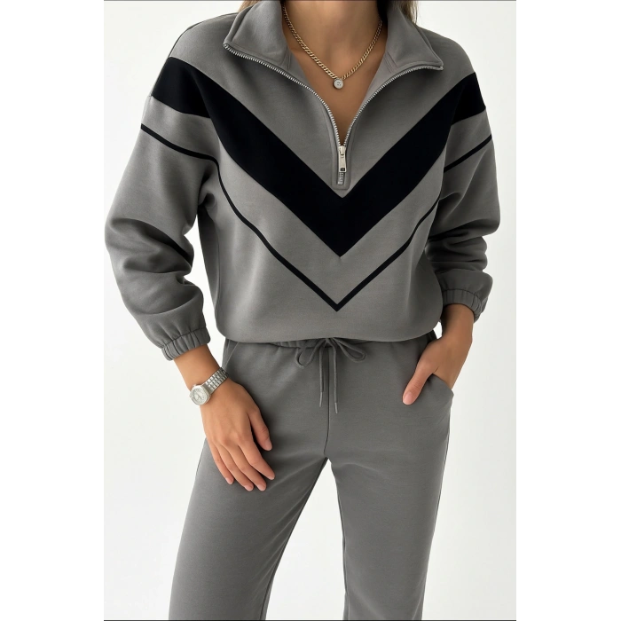 Gri Oys garnili takım v