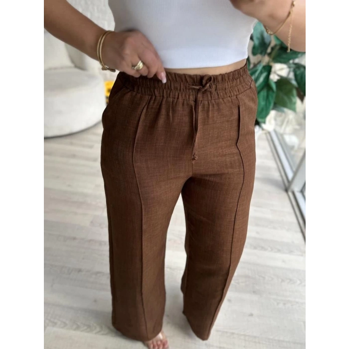 KAHVE keten pantolon