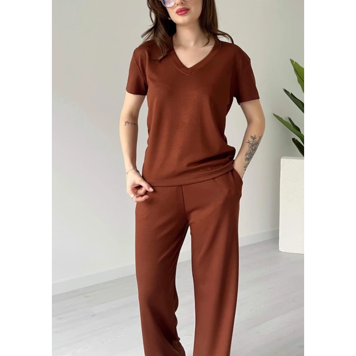 KAHVE OYS MODAL KUMAŞ V YAKA