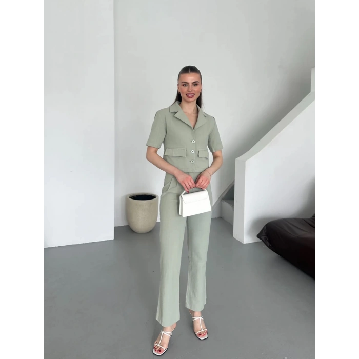 KETEN CEKETLİ TAKIM SU YEŞİLİ