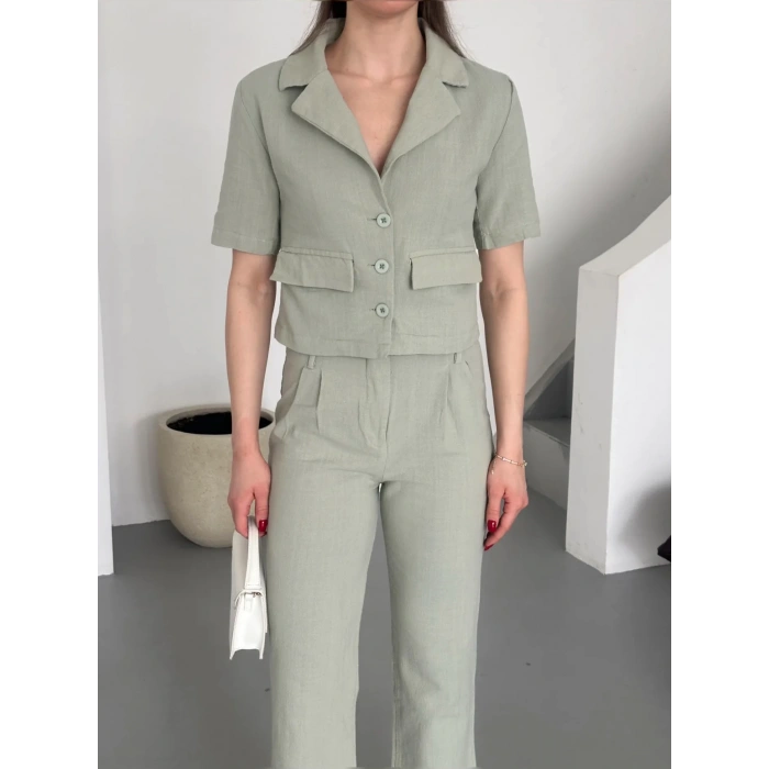 KETEN CEKETLİ TAKIM SU YEŞİLİ