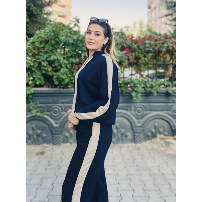 LACİVERT FERMUAR GARNİLİ TAKIM