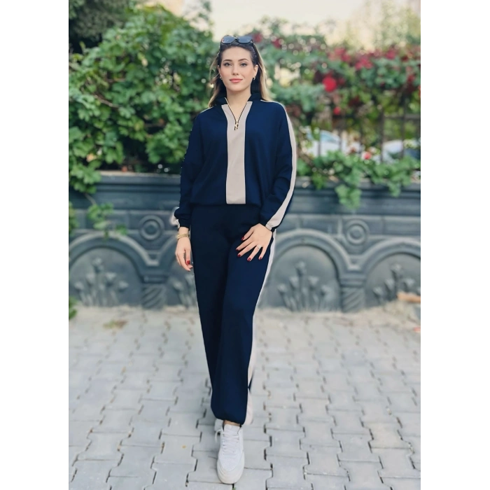 LACİVERT FERMUAR GARNİLİ TAKIM