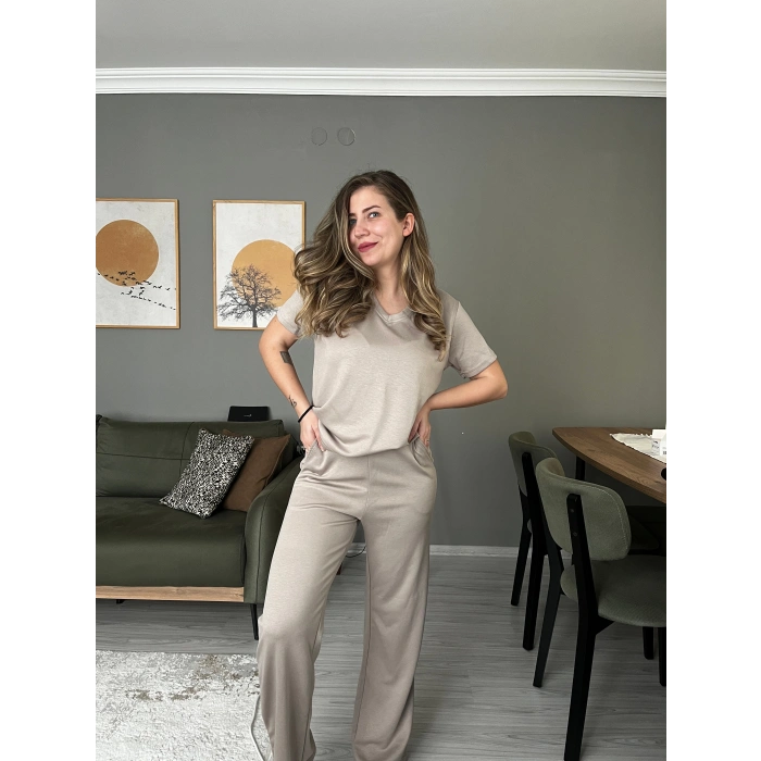 KREM OYS MODAL KUMAŞ V YAKA
