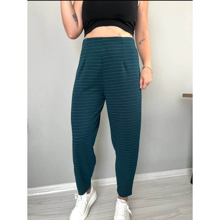 Petrol çizgili Balon paça