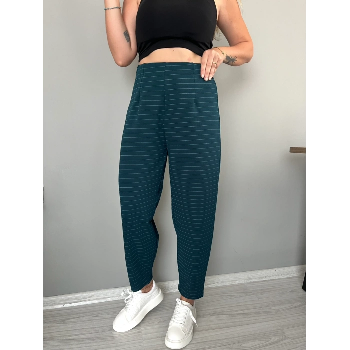 Petrol çizgili Balon paça