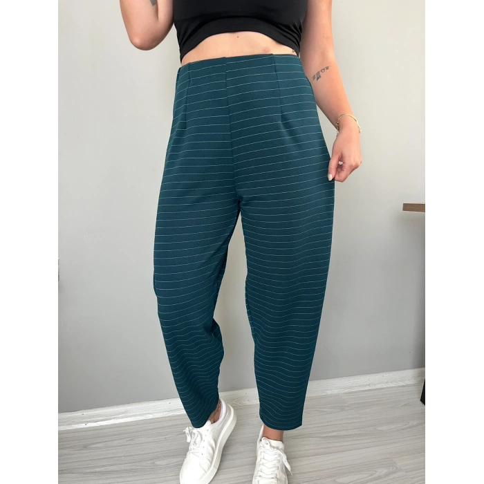 Petrol çizgili Balon paça